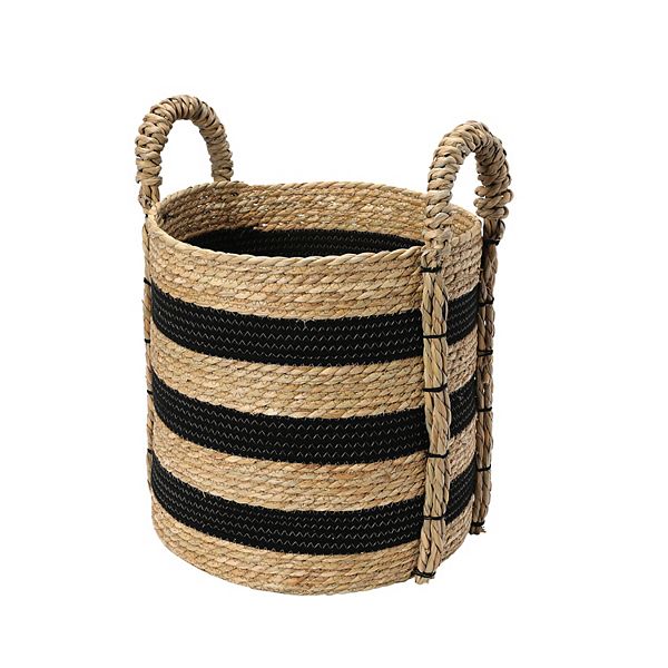 Household Essentials Braided Grass Handle & Cotton Rope Basket Household Essentials