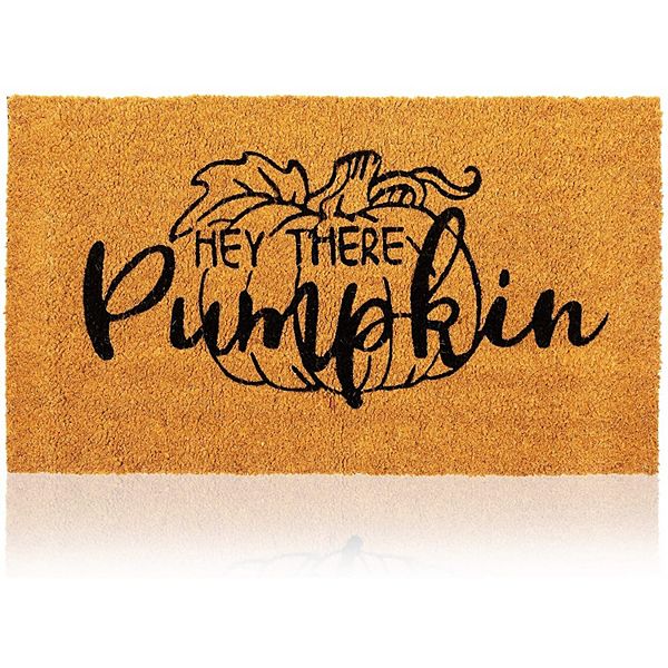 Natural Coir Welcome Door Mat, Hey There Pumpkin Fall Decor(30 x 17 In) Okuna Outpost