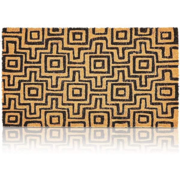 Black Patterned Nonslip Welcome Doormat, Coco Coir Mat (17 x 30 in) Juvale