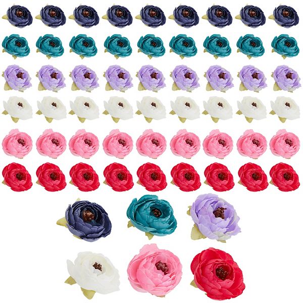 Artificial Peony Flower Heads for DIY Crafts, Decorations, Mixed Colors (1.6 In, 60 Pack) Juvale