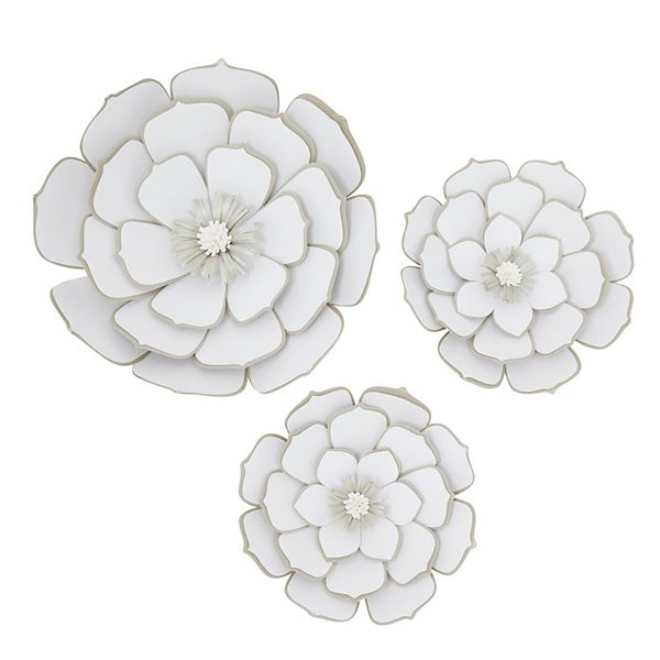 White 3D Paper Flowers Decorations for Wall Decor, Wedding, Nursery (3 Pieces) Juvale