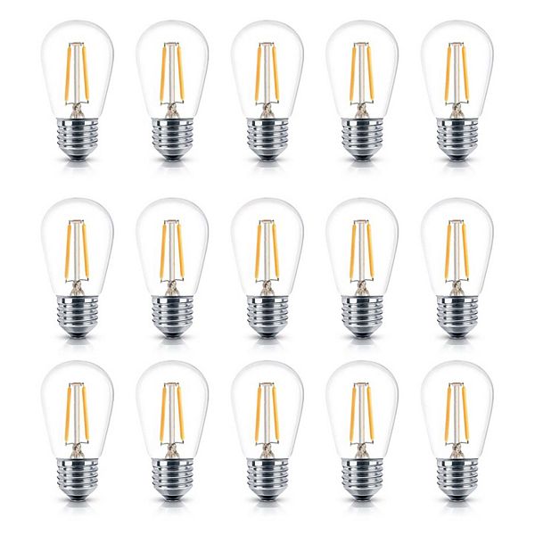 Brightech 15 Pack Bulbs - S14 Bulb E26 Base, 2 Watt, 2500k Warm White Hue Brightech