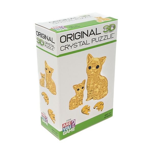 AREYOUGAMECOM 49-Piece 3D Crystal Gold Cat & Kitten Puzzle Areyougame