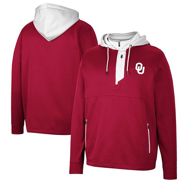 Мужское худи Colosseum Oklahoma Sooners Luge 3.0 с 1/4 молнией и карманами Colosseum