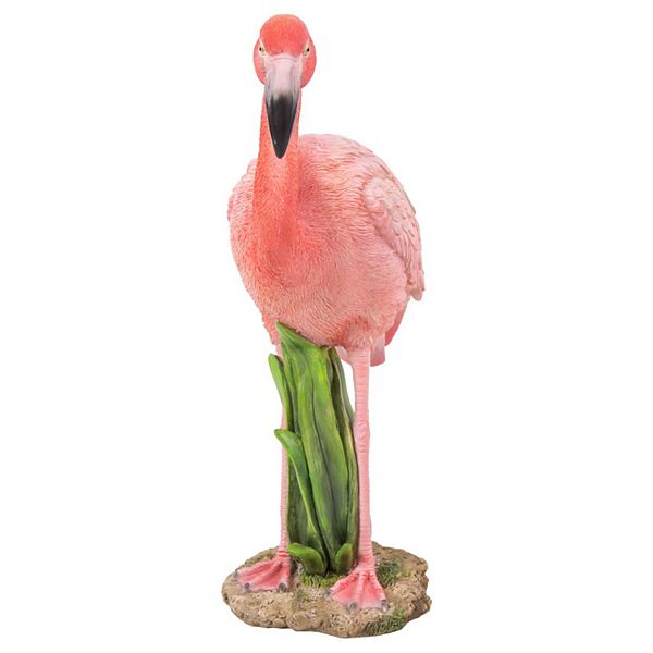 11" Pink and Black Standing Flamingo Outdoor Garden Figurine Hi-Line Gifts