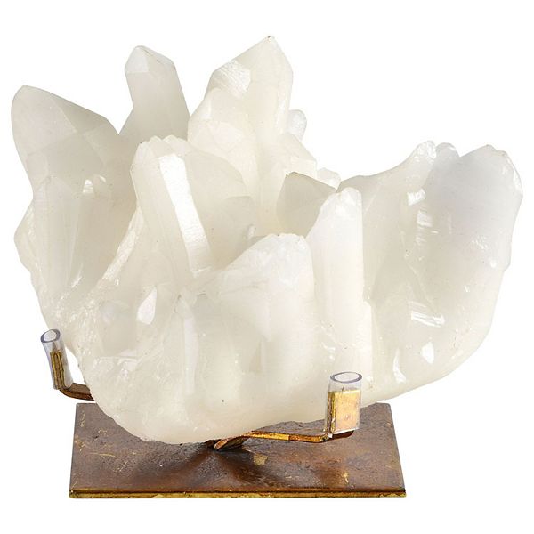 8.5" White and Gold Geode Statue with Base Stand Signature Home Collection