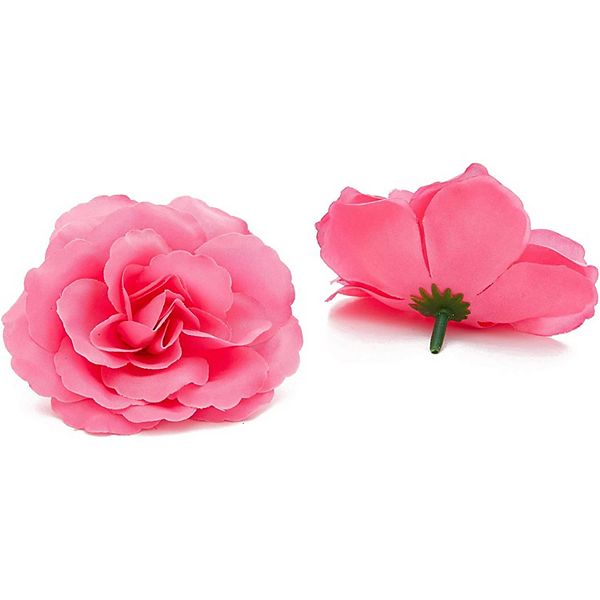 Silk Pink Rose Flower Heads for Decorations (3 in, 50 Pack) Juvale