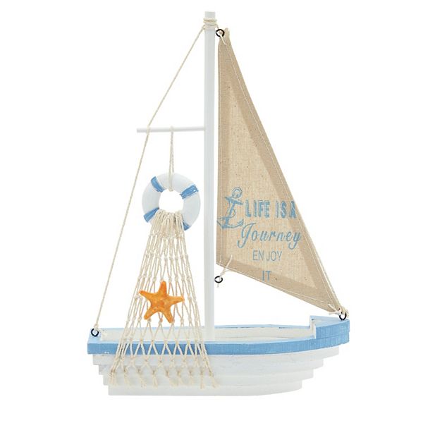 Wooden Sailboat Model, Nautical Home Decoration, Office Desk Ornament (12.5 x 8.25 x 3 In) Juvale