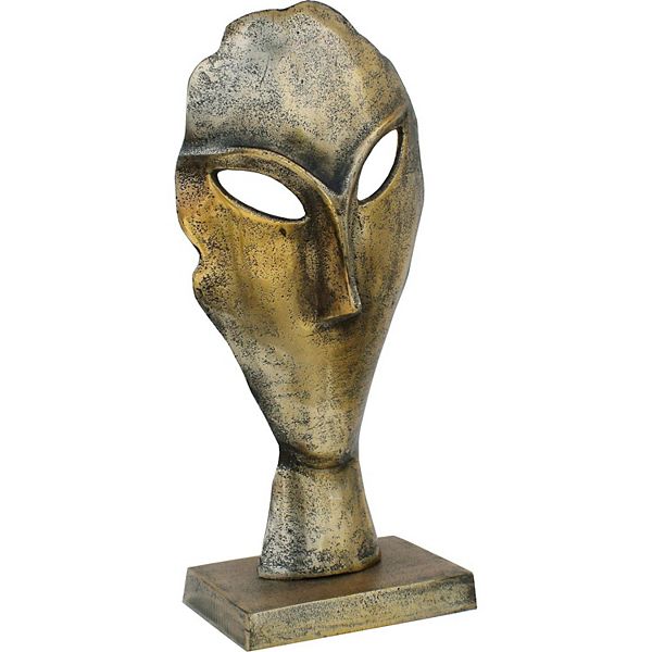 14" Gold and Black Rustic Statue with Base Stand Signature Home Collection