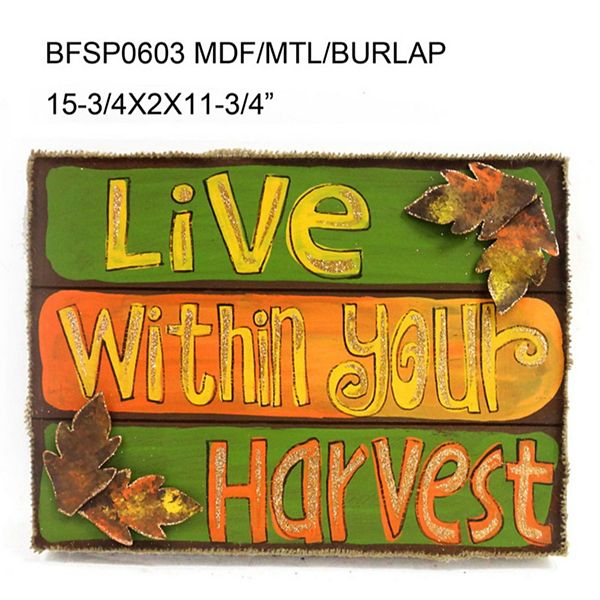 15.75" Green and Orange Contemporary Live Within Your Harvest Outdoor Wall Sign Contemporary Home Living