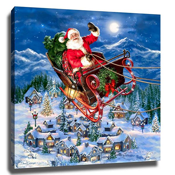 10" Red and Blue Delivering Christmas Wall Art Decor Glow Decor