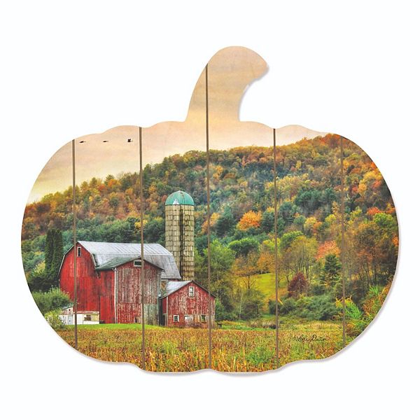 17" Red and Green Southbound Pumpkin Hanging Thanksgiving Wall Decor Penny Lane Publishing