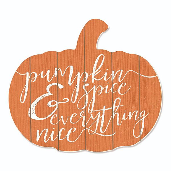 17" Orange and Ivory "Pumpkin Spice and Everything Nice" Hanging Thanksgiving Wall Decor Penny Lane Publishing