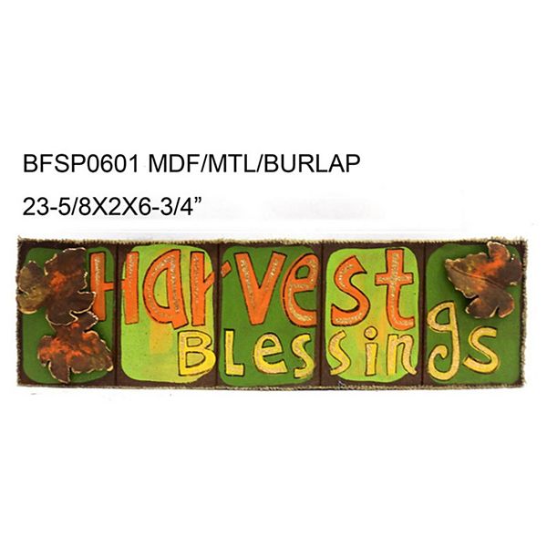 23.5" Orange and Green Contemporary Rectangular Harvest Blessings Outdoor Wall Sign Contemporary Home Living