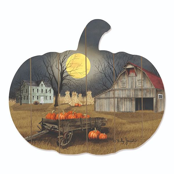 17" Blue and Orange Harvest Moon Hanging Pumpkin Thanksgiving Wall Decor Penny Lane Publishing