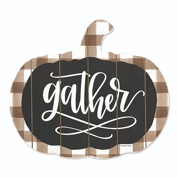 17" Black and Ivory "Gather" Hanging Pumpkin Thanksgiving Wall Decor Penny Lane Publishing