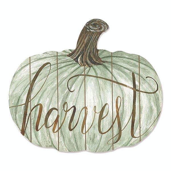 17" Blue and Brown "Harvest" Hanging Pumpkin Thanksgiving Wall Decor Penny Lane Publishing