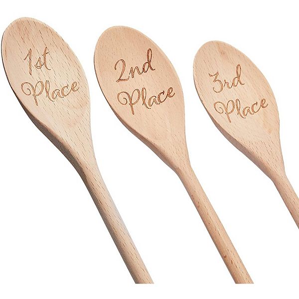 Wooden Serving Spoons, 1st, 2nd, 3rd Place, Housewarming Gift (14 In, 3 Pack) Farmlyn Creek