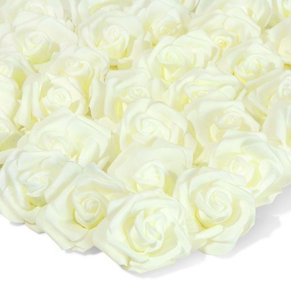 100 Pack Ivory Artificial Flowers, Bulk Stemless Fake Foam Roses, 3 In Juvale