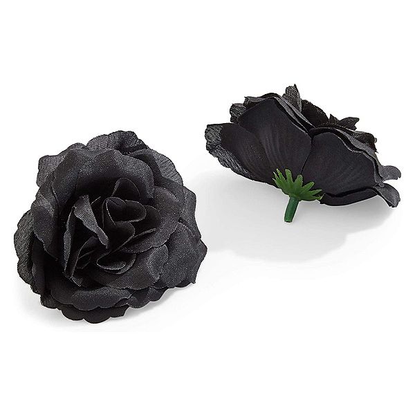 Bright Creations Artificial Silk Rose Flower Heads for Decorations (Black, 50 Pack) Juvale