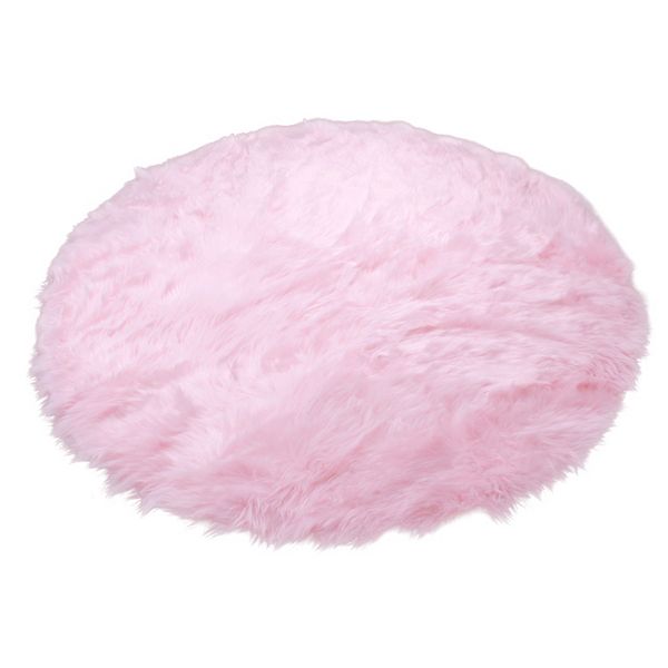 Walk on Me Faux Fur Super Soft 5 ft. Round Pink Area Rug Walk on Me