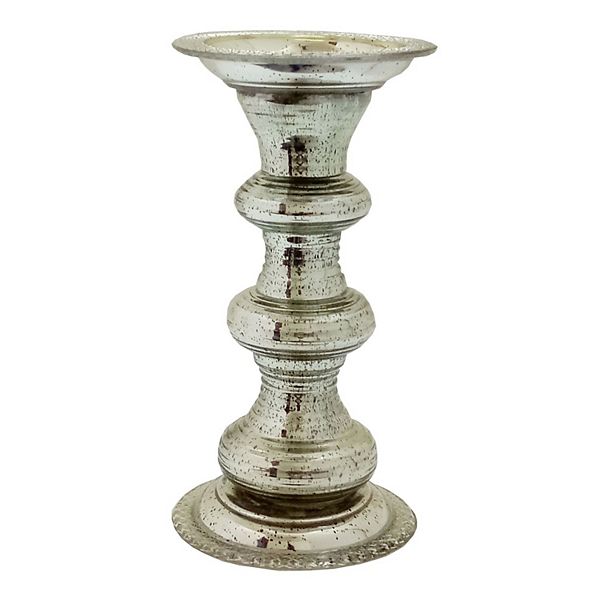 11.75" Silver Traditional Antique Pillar Candle Holder A&B Home