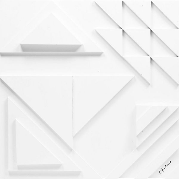 White Geometric Unframed Square Wall Decor 24" x 24" Signature Home Collection