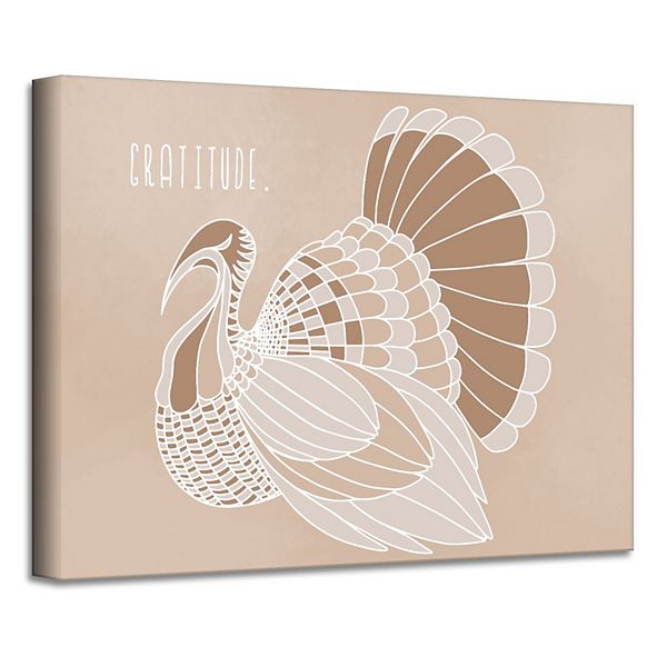 Brown and Beige Minimal Turkey II Canvas Thanks Giving Wall Art Decor 30" x 40" Crafted Creations