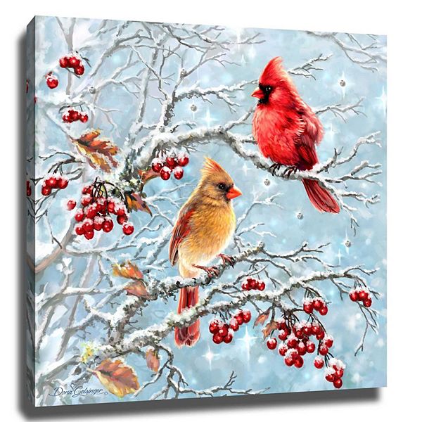 10" Blue and Red Winter Cardinals Wall Art Decor Glow Decor