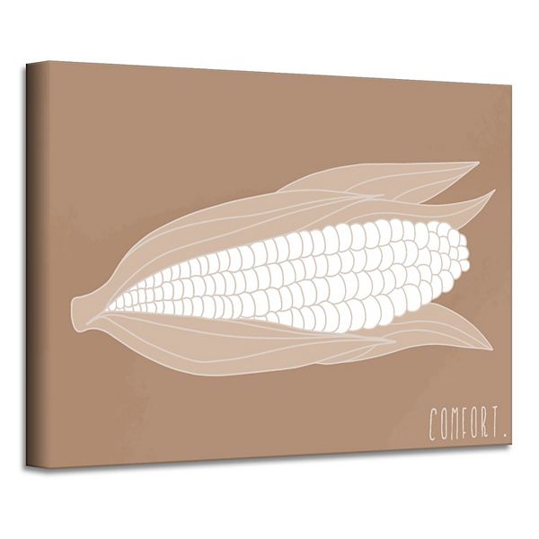 Brown and Beige Minimal Corn Canvas Thanks Giving Wall Art Decor 12" x 16" Crafted Creations