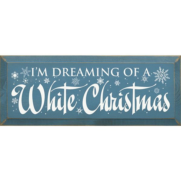 18" Blue and White Rectangular White Christmas Wood Sign Contemporary Home Living