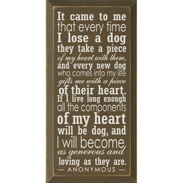 18" Brown and White Rectangular Dog Bereavement Wood Sign Contemporary Home Living