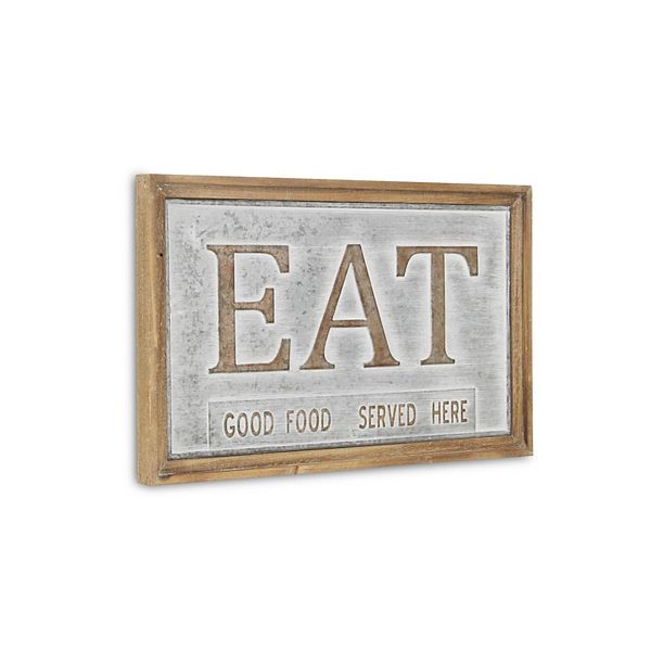 21.75" Beige and Gray Country Style Handmade Eat Themed Sign Contemporary Home Living