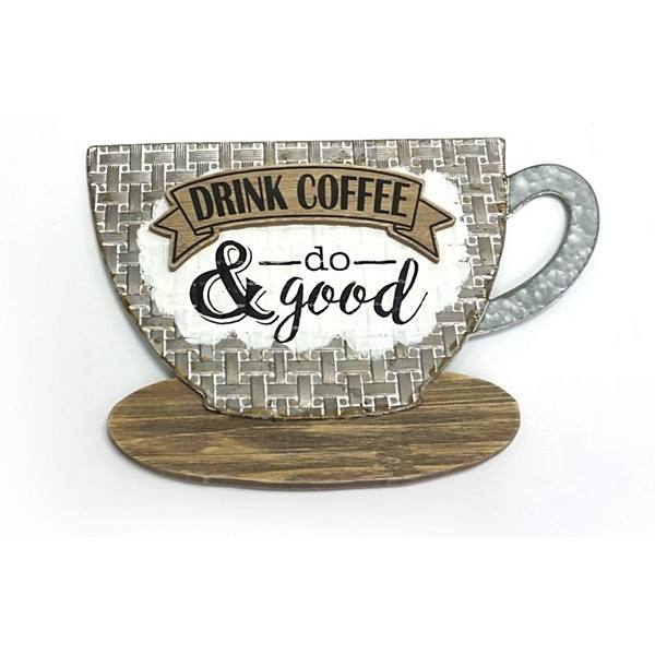 23" Gray and Brown "DRINK COFFEE AND DO GOOD" Contemporary Wall Plaques Contemporary Home Living