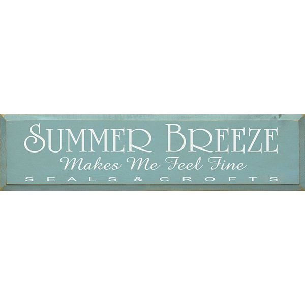 36" Sea Blue and White Rectangular Summer Breeze Wood Sign Contemporary Home Living