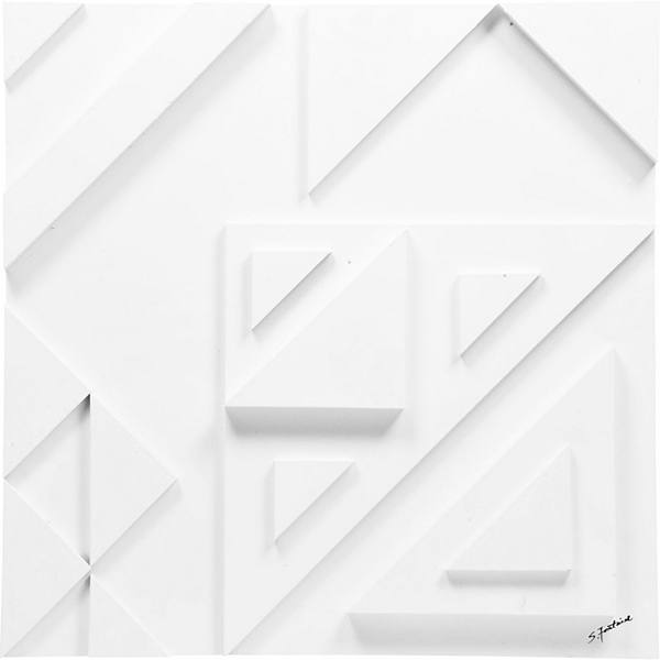 White 3 D Geometric Unframed Square Wall Decor 24" x 24" Signature Home Collection