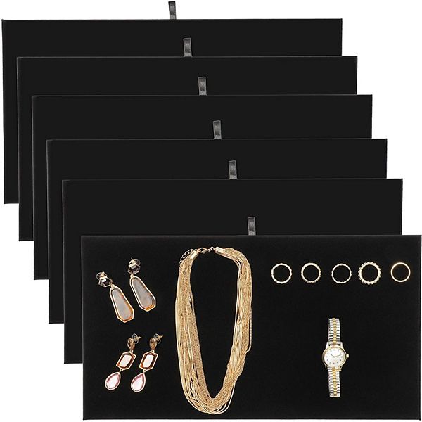 Black Velvet Jewelry Accessory Display Pads (14 ⅛ in, 6 Pack) Juvale