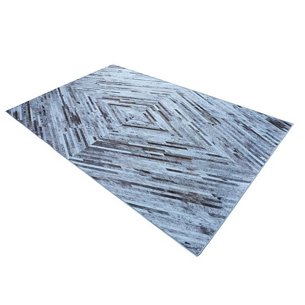 Walk on Me Faux Cowhide Digital Printed Patchwork Supra Vortex Contemporary Indoor Area Rug Walk on Me