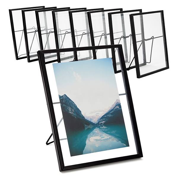 8 Pack 7x9" Glass Floating Photo Frame with Black Pressed Flower for 5x7" Photo Juvale