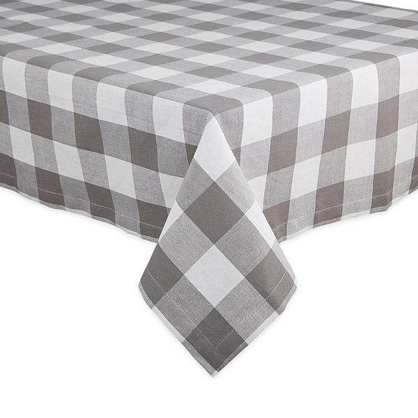 60" x 84" Gray and White Buffalo Checkered Table Cloth Contemporary Home Living