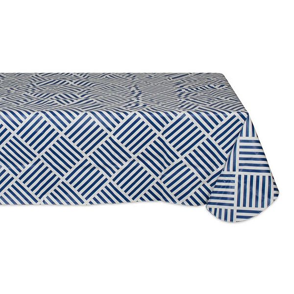 84" White and Navy Blue Grid Rectangular Tablecloth Contemporary Home Living