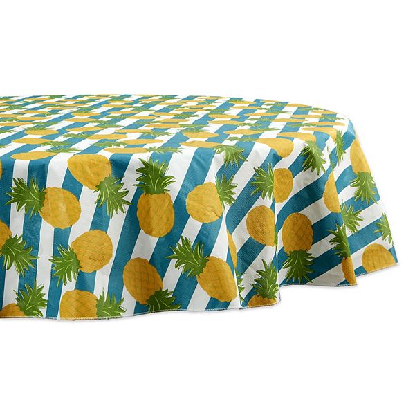 70" Round Pineapple Vinyl Tablecloth Contemporary Home Living