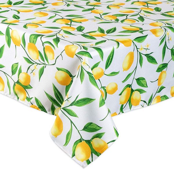 52" Daffodil Yellow and Green Lemon Bliss Printed Square Tablecloth Contemporary Home Living