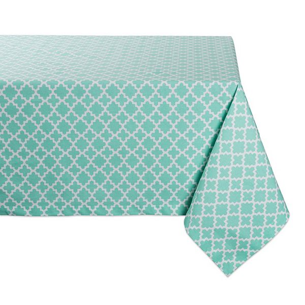 84" Aqua Blue Cotton Lattice Tablecloth Contemporary Home Living