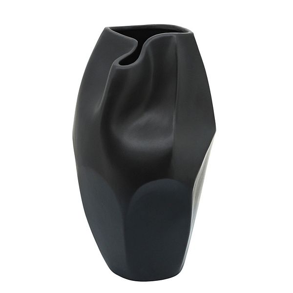 14" Solid Black Abstract Ceramic Vase Kingston Living