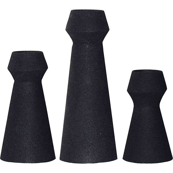 Set of 3 Matte Black Contemporary Textured Vases 8.5" Signature Home Collection