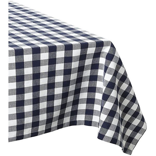 84" Navy Blue and White Traditional Checkered Table Cloth Contemporary Home Living