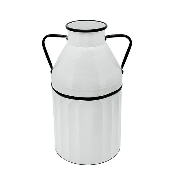 18" White and Black Milk Bucket Shaped Vase Kingston Living