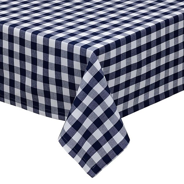 Nautical Blue and White Checkered Square Table Cloth 52" x 52" Contemporary Home Living