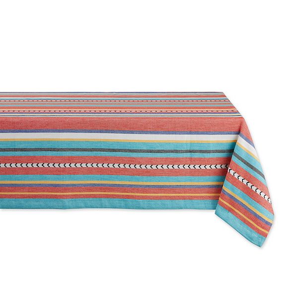 52" x 52" Red and Blue Verano Stripe Table Cloth Contemporary Home Living